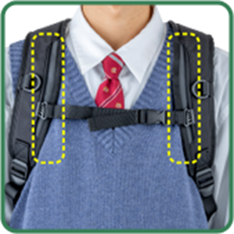 上下に動かせるチェストストラップ