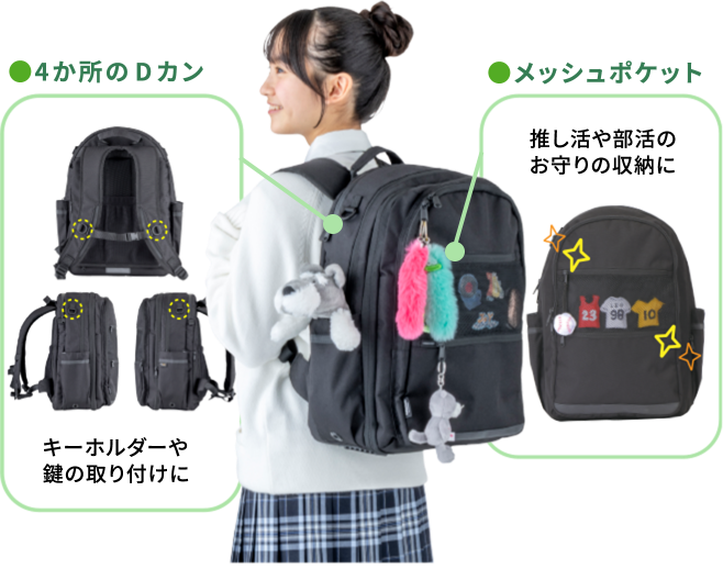 リュックのカスタマイズ例（ダミー画像）